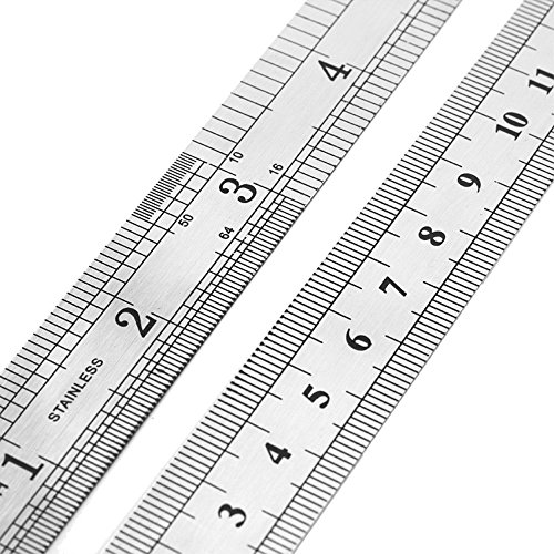Shuxy 6" Stainless Steel Ruler Metal Ruler with Convenient Storage Case - Perfect Straight Edge For Office Easy Measurements - 20mm Wide x .0.5mm Thick Pack of 6