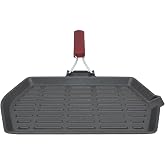 Gold Coast Cast Iron 13" x 7" Rectangular Black Grill Pan