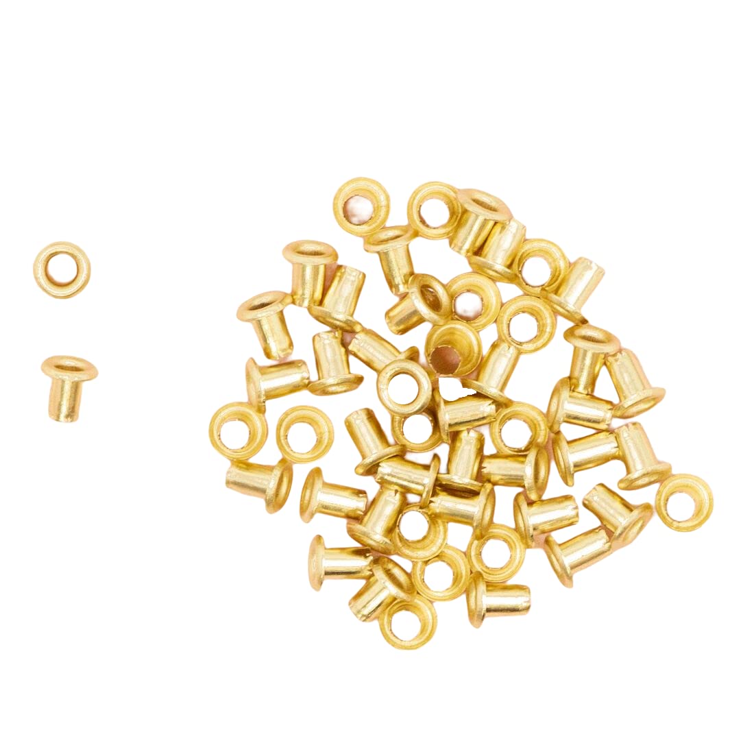 Craftelier - Pack of 50 Mini Metallic Eyelets Ideal for Scrapbooking and Crafts | Suitable for Various Materials | Size Approx. Inner Diameter 3 mm and Outer 5 mm – Gold — image 1
