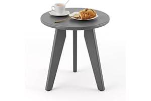 Homenjoy Outdoor Side Table, HDPE Outdoor Table, Small Round Side Table Weather-Resistant, Outdoor Side Tables for Patio, Porch, Deck, End Table for Plant Stand, Living Room, Bedroom, Gray