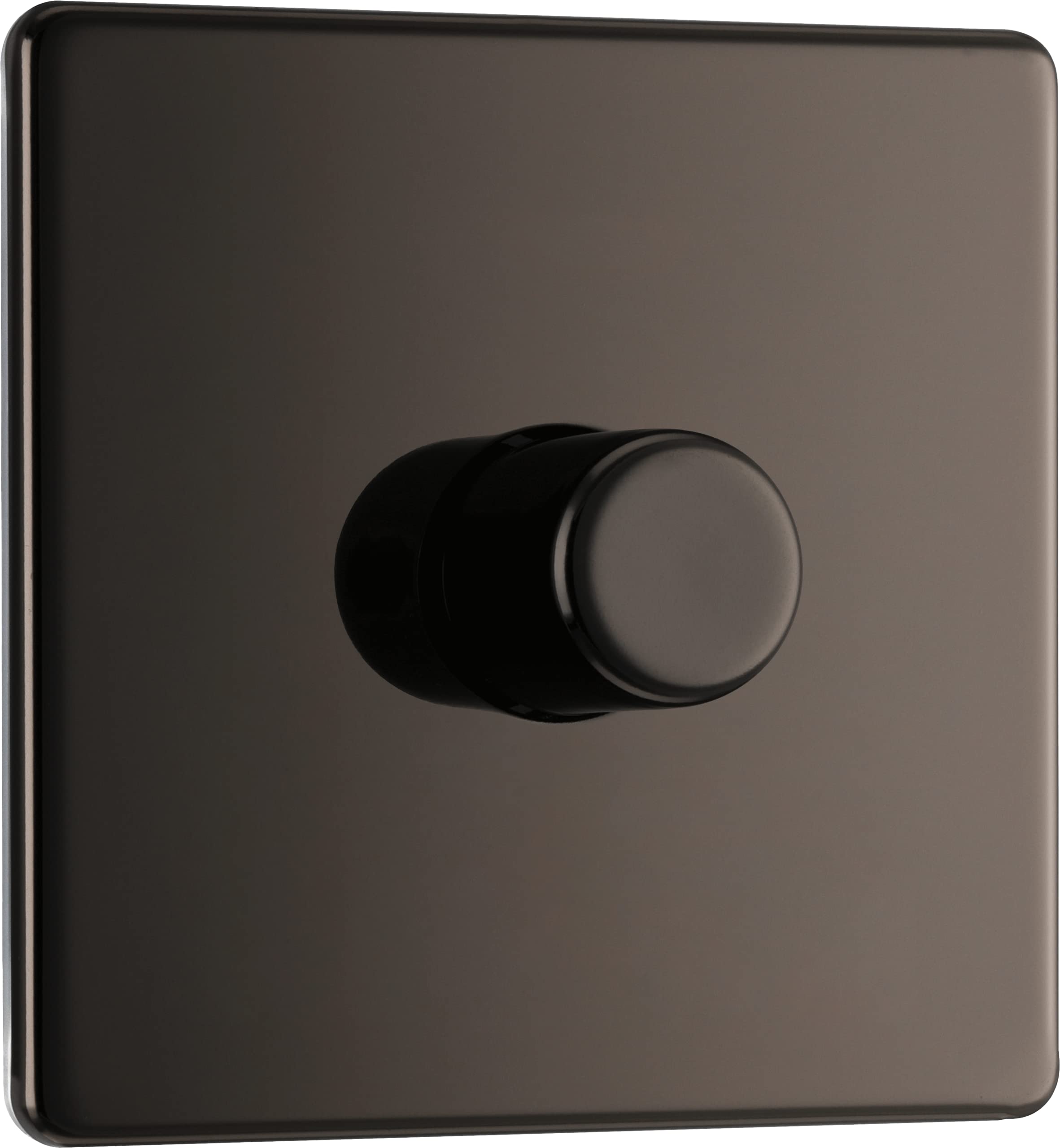 BG Electrical Intelligent Single Wall Dimmer Switch, 2 Way, Screwless Front Plate, Premium Flatplate, Black Nickel, 200W, FBN81