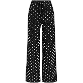 CIDER Women's Polka Dot Lounge Pants High Waist Loose Fit Wide Leg Drawstring Casual Trousers