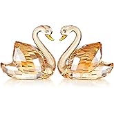 DOJOZ Crystal Swan A Pair Sparkle Valentines Day Sweet Gifts Figurine Collection Paperweight Table Centerpiece Ornament (Gold)