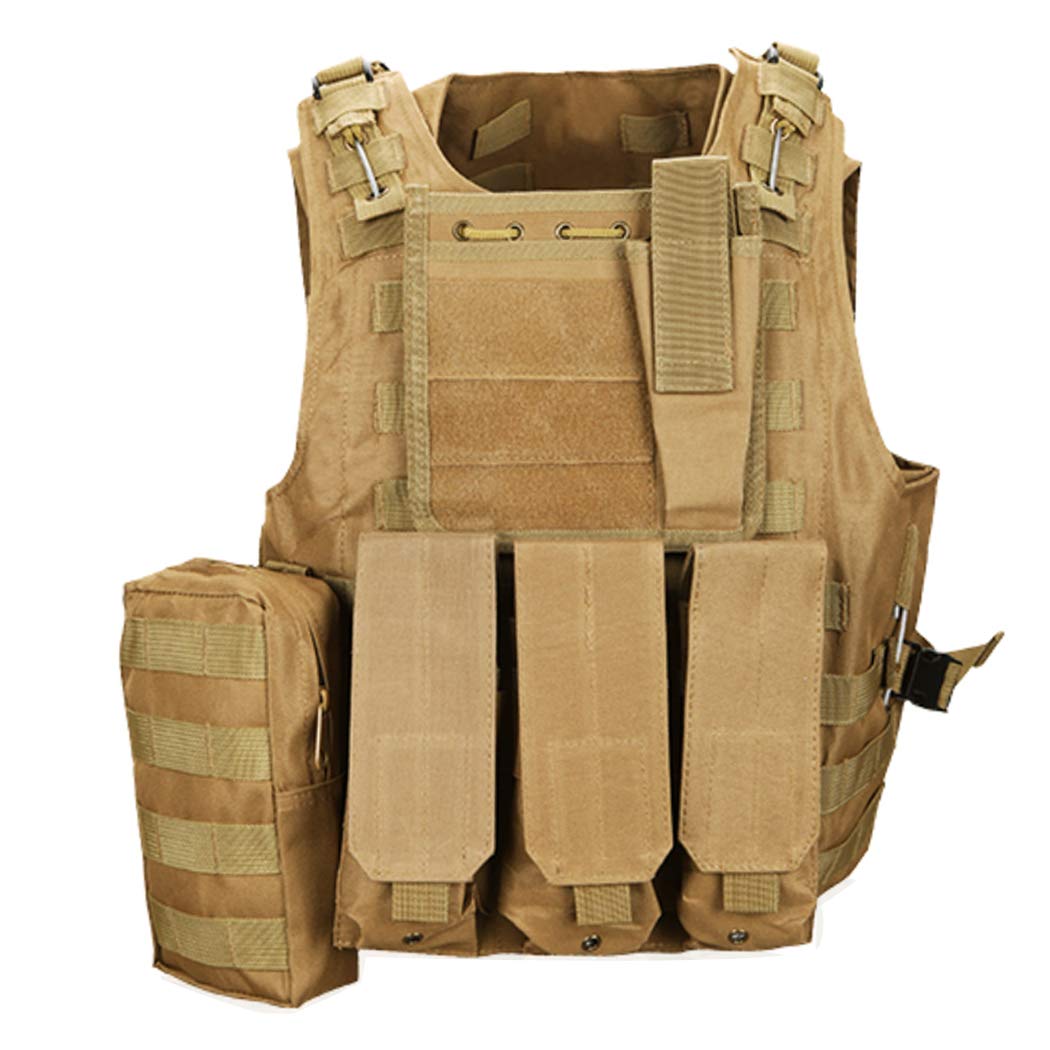QHIU Tactical Vest Camo Molle Protection Combat Military Vest for Airsoft Paintball CS SWAT Wargame Outdoor Sport