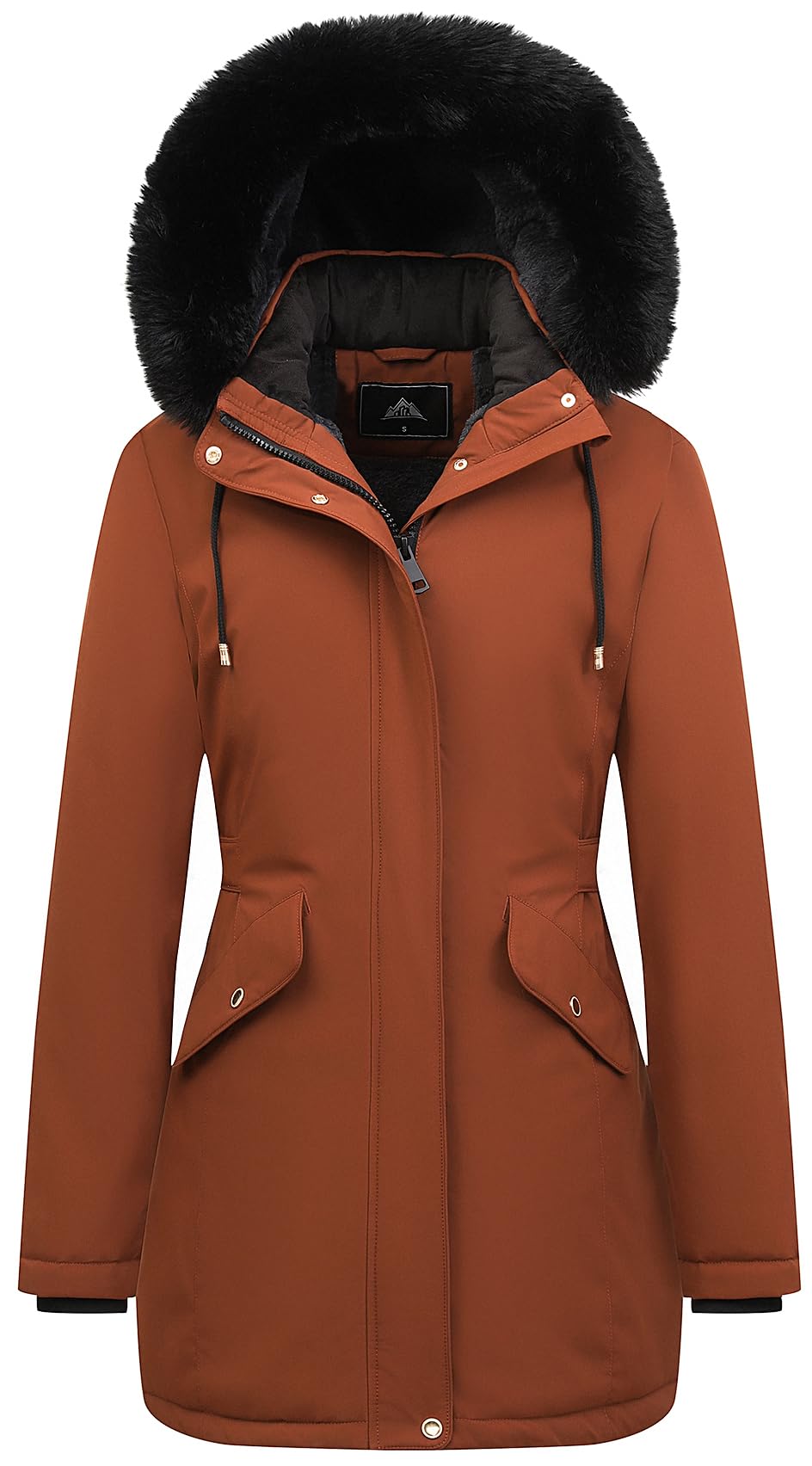 MOERDENG Women's Long Winter Down Coat Thicken Fleece Lined Parka Warm Puffer Jacket With Faux Fur Detachable Hood Image