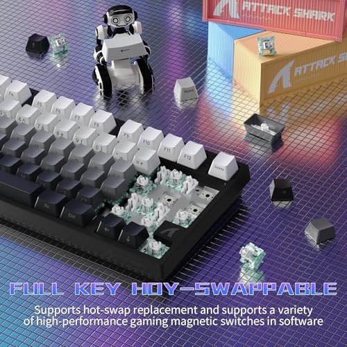 ATTACK SHARK R82 Wired 75% Gaming Keyboard Magnetic Switch + C01ULTRA LED Cable Ultra Precision 0.005mm RT RGB QWERTY Sound Absorption (Moonlit Night)