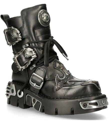 Amazon.com | New Rock Women's 407-S1 Silver Cross Buckle Ankle