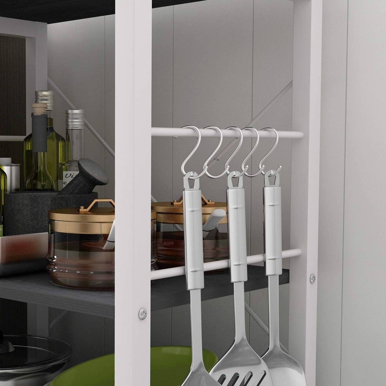 SDHYL Microwave Oven Rack Storage Shelf Kitchen Baker's Rack Storage Cart for Kitchen, Black, S7-WK-W4-BK-US: Kitchen & Dining