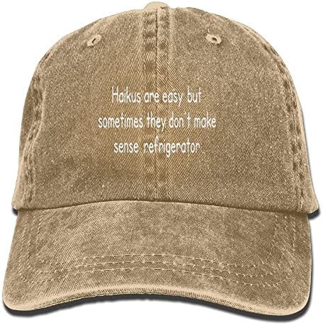 ZhangYin Haikus Are Easy But Sometimes They Don't Make Sense Refrigerator Hot New Adjustable Washed Cap Cowboy Baseball Hat Natural