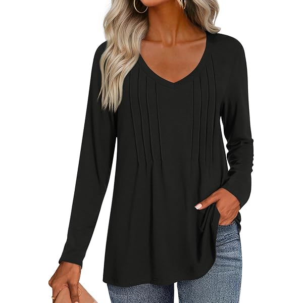 Yihaojia Women's Long Sleeve Crewneck Tunic Top - Loose Casual Blouse For Fall & Winter 2025