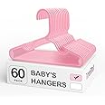 SMARTOR 60 Pack Baby Hangers - 11.7 Inch Plastic Baby Hangers for Closet - Childrens Hangers for Clothes & Infant Hangers for Closet - Closet Hangers for Daily Use - Pink