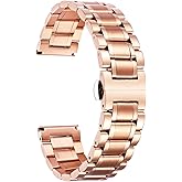BINLUN Stainless Steel Watch Bands Quick Release 12mm-24mm Universal Metal Replacement Watch Straps SmartWatch Bracelets Links Straight & Curved Ends Men Women 6 Colors(Rose-Gold,18mm)
