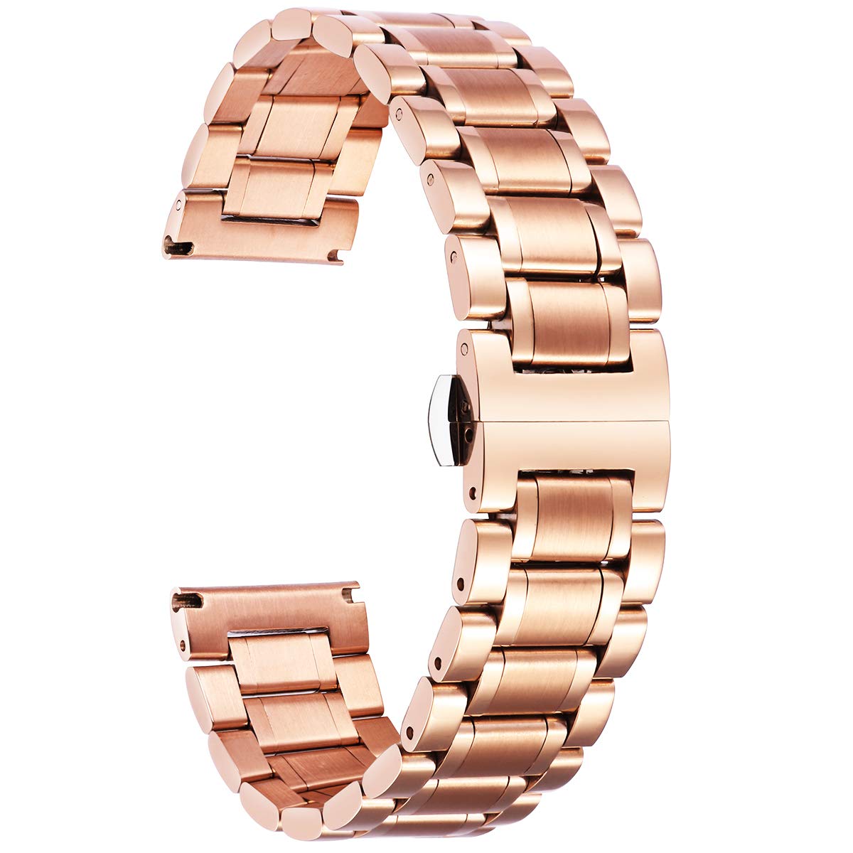BINLUNBINLUN Stainless Steel Watch Bands 12mm-24mm Replacement Smart Watch Straps with Straight&Curved Ends Universal fit for Samsung Galaxy Watch 6/5/4/3,Fit for Garmin Watch(Rose-Gold,21mm)