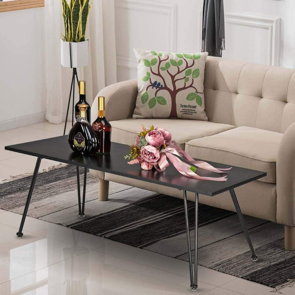 Modern Wood and Metal Coffee Table,Square Finish Coffee