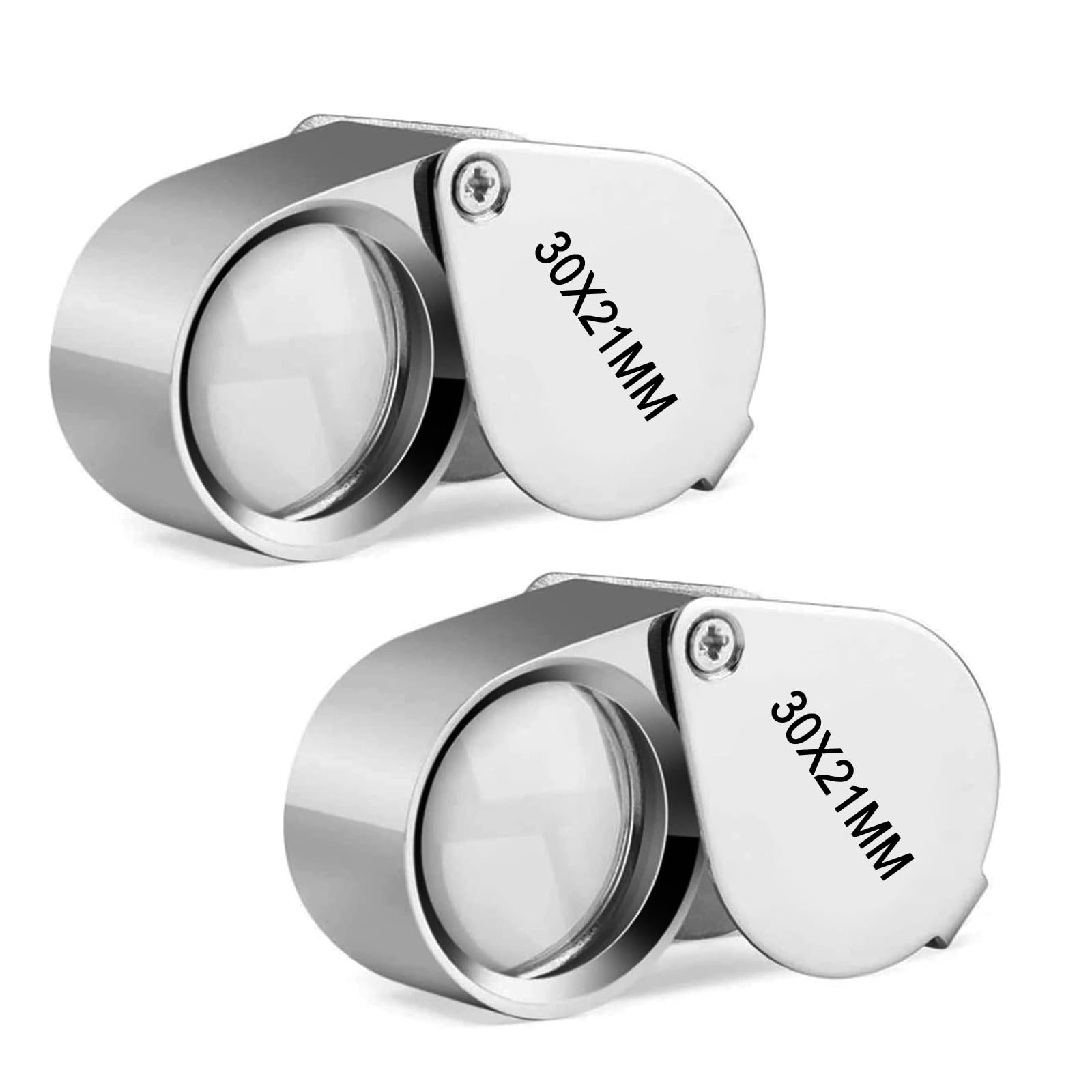 Jewelers Loupe 30x, 2PCS Jewellers Loop Magnifying Glass Foldable Pocket Magnifying Glass Hand Lens for Gems, Diamonds, Plants, Coins (2PCS)