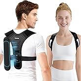 ZINUU Posture Corrector for Women and Men, Upgraded Comfortable Upper Back Brace with Shoulder Pads & 3D Pad, Adjustable Back Straightener Support for Back, Shoulder and Neck (Black-L)