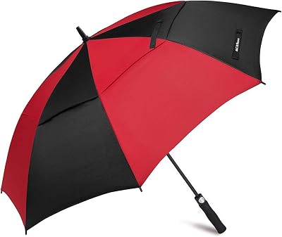 ACEIken Golf Umbrella Windproof 62 Inch Double Canopy Automatic Open Red/Black
