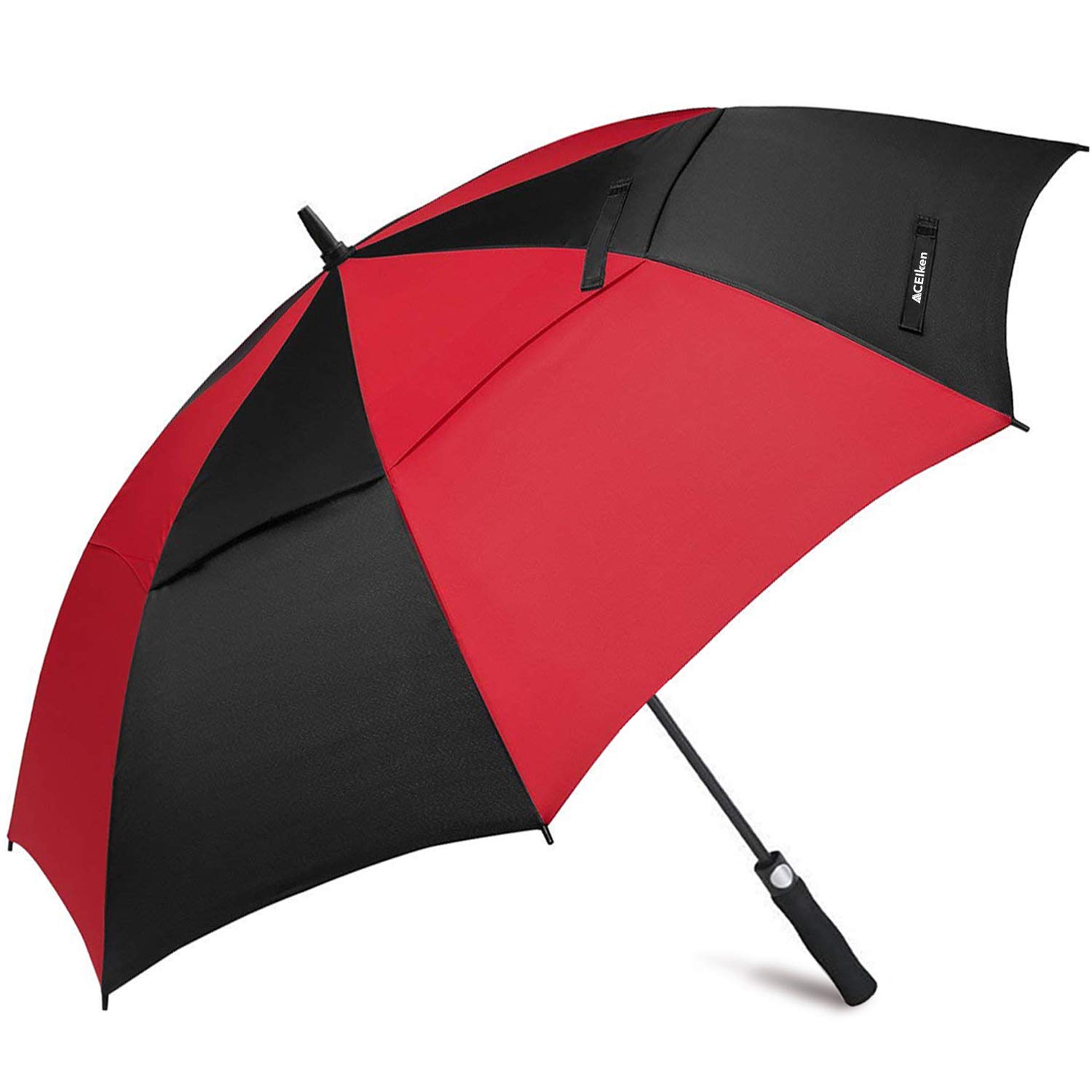 ACEIken Golf Umbrella Windproof Large 62/68 Inch, Double Canopy Vented, Automatic Open, Extra Large Oversized,Sun Protection Ultra Rain & Wind Resistant Stick Umbrellas (Red/Black, 62 inch)