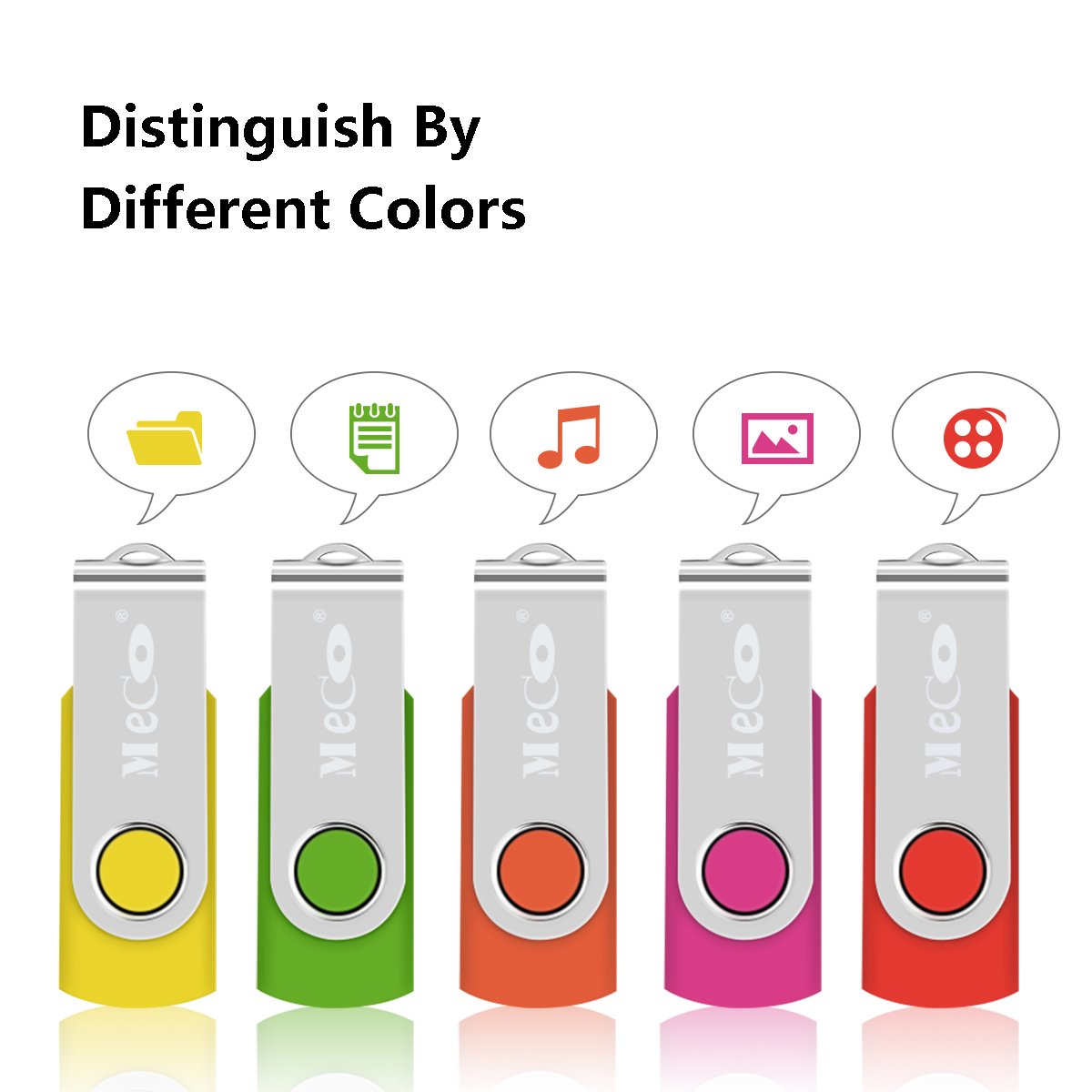 MECO 10Pcs USB Flash Drive USB 2.0 Memory Stick Fold Storage Thumb Stick Pen Drive Swivel Design Multi-color 512MB