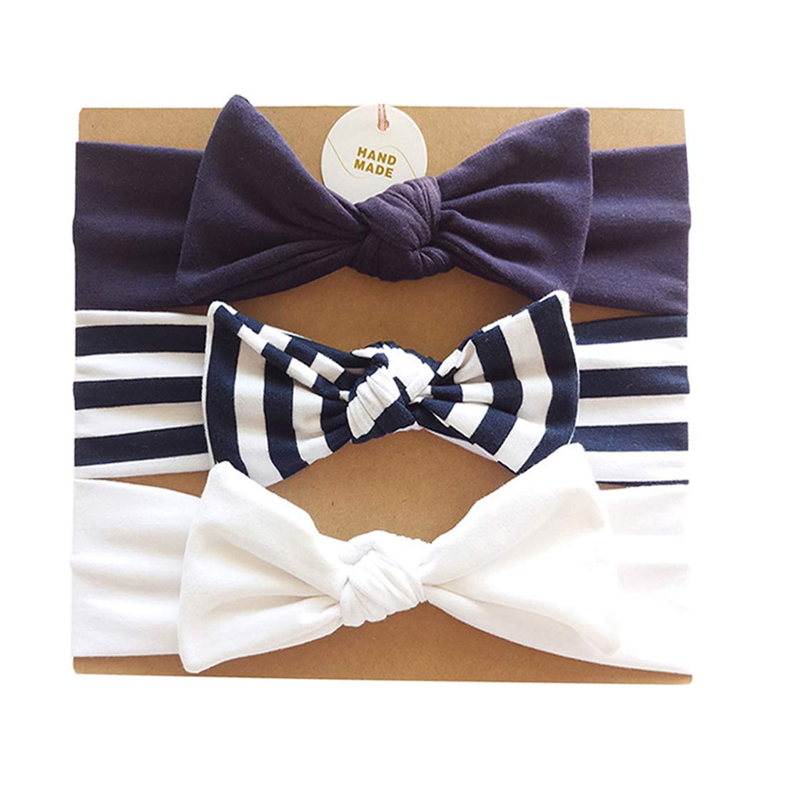 VELLETTE Baby Headbands Turban Knotted, Girl's Hairbands for Newborn,Toddler and Childrens (one Size, F (3Pcs))