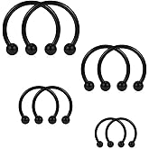 SCERRING 8PCS 16G Stainless Steel Nose Septum Horseshoe Earring Eyebrow Septum Lip Helix Tragus Piercing Ring 6-12mm