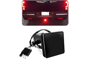 KVAEY 15 LED Brake Light Trailer Hitch Cover, Super Bright Brake Driving Lamp for 2" Towing Hitch Receiver, Universal Brake Tail Light for Towing Truck SUV, Car Accessories (Black)