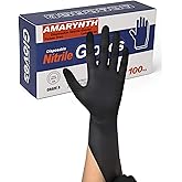 Amarynth 4mil Black Nitrile Gloves Medium– Disposable, Powder-Free, Latex-Free, Chemical Resistant for Medical, Cooking & Cleaning