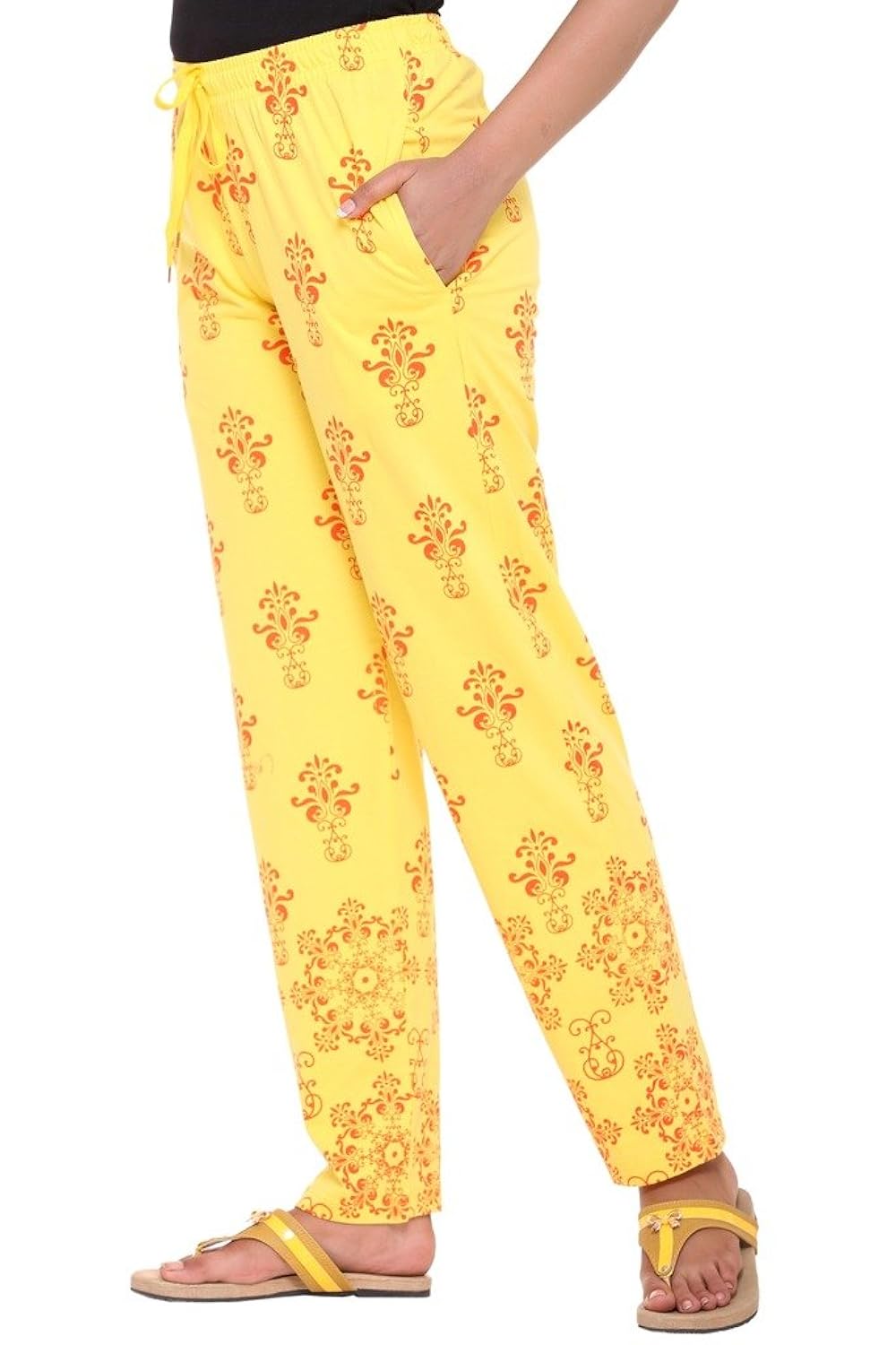 women's cotton blended printed lounge wear - track pants