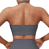 SUUKSESS Women Seamless Halter Sports Bra Open Back Padded Workout Crop Tank Tops