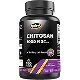 Oxify Chitosan 1000 mg | 180 Tablets | Gluten-Free, Non-GMO | Supplement Made in USA