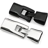 NX Garden Bracelet Buckle 12 Sets White Silver and Antique Black Alloy Flat Clasp Fastener Cord End Cap Connector for Leather Bracelet Jewelry Making