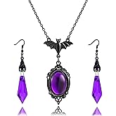 Todenb Witch Accessories for Women Goth Vampire Bat Necklace Earring Mystery Cameo Necklaces Halloween Cosplay Accessories Gothic Vampire Jewelry