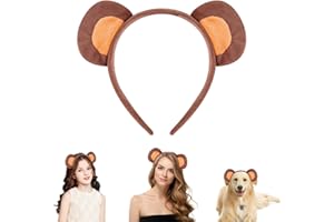 Tiny Chou Monkey Ears Headband, Christmas Monkey Headwear for Women, Fluffy Animal Ears Hairband Costume Halloween Cosplay