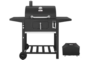Royal Gourmet CD1824AC 24 Inch Charcoal Grill BBQ Outdoor Picnic, Patio Backyard Cooking, with Cover, Black