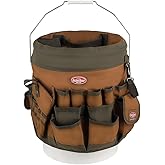 BucketBoss 10056 Bucket Boss 5 Gallon Bucket Canvas Tool Holder and Organizer with 56 Pockets for Bucket Organization in Brow