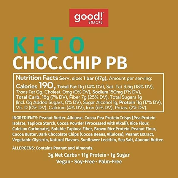 GOOD! SNACKS KETO VEGAN PROTEIN BARS, VARIETY PACK, GLUTEN FREE KETO SNACK BAR, LOW CARB, LOW SUGAR MEAL REPLACEMENT, 11G PROTEIN, 3G NET CARBS, 12 BARS