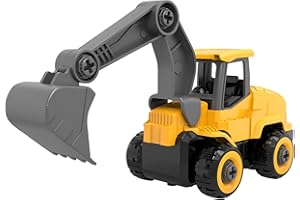 TOYTWIST Take Apart Toy Excavator with Electric Screwdriver, Hands-on Skill Remote Control Toy Car Construction Set Indoor/Outdoor Play STEM Learning Game, Toy for 6+ Boys and Girls