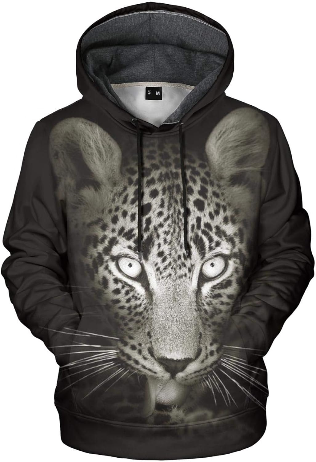 ZeCheng Leopard Portrait in The Dark Mens Hoodies Unisex 3D