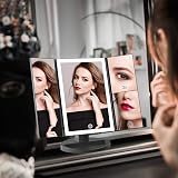 WEILY Lighted Vanity Mirror 1x 2x 3x Magnification Trifold 36 LED USB view 4