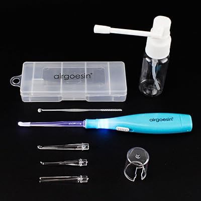 Airgoesin Upgraded Tonsil Stone Removing Tool with LED Light Pick, 4 Tips + Mist Throat Nose Nasal Sprayer Pump Bottle Empty 20ml Oral Care Clean
