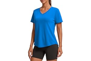 PINSPARK Soft Workout Tops for Women Short Sleeve V Neck Moisture Wicking UPF 50+ Sun Protection Quick Dry Gym Shirts