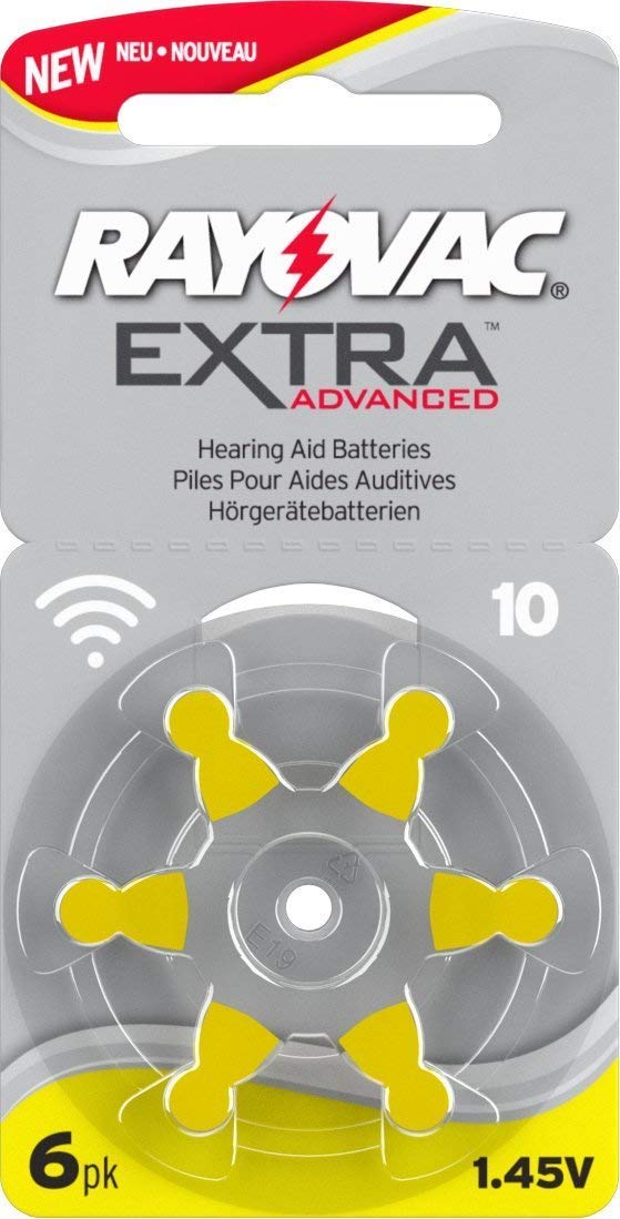 Rayovac Extra Advanced Hearing Aid Battery, Type 10, Pack of 6