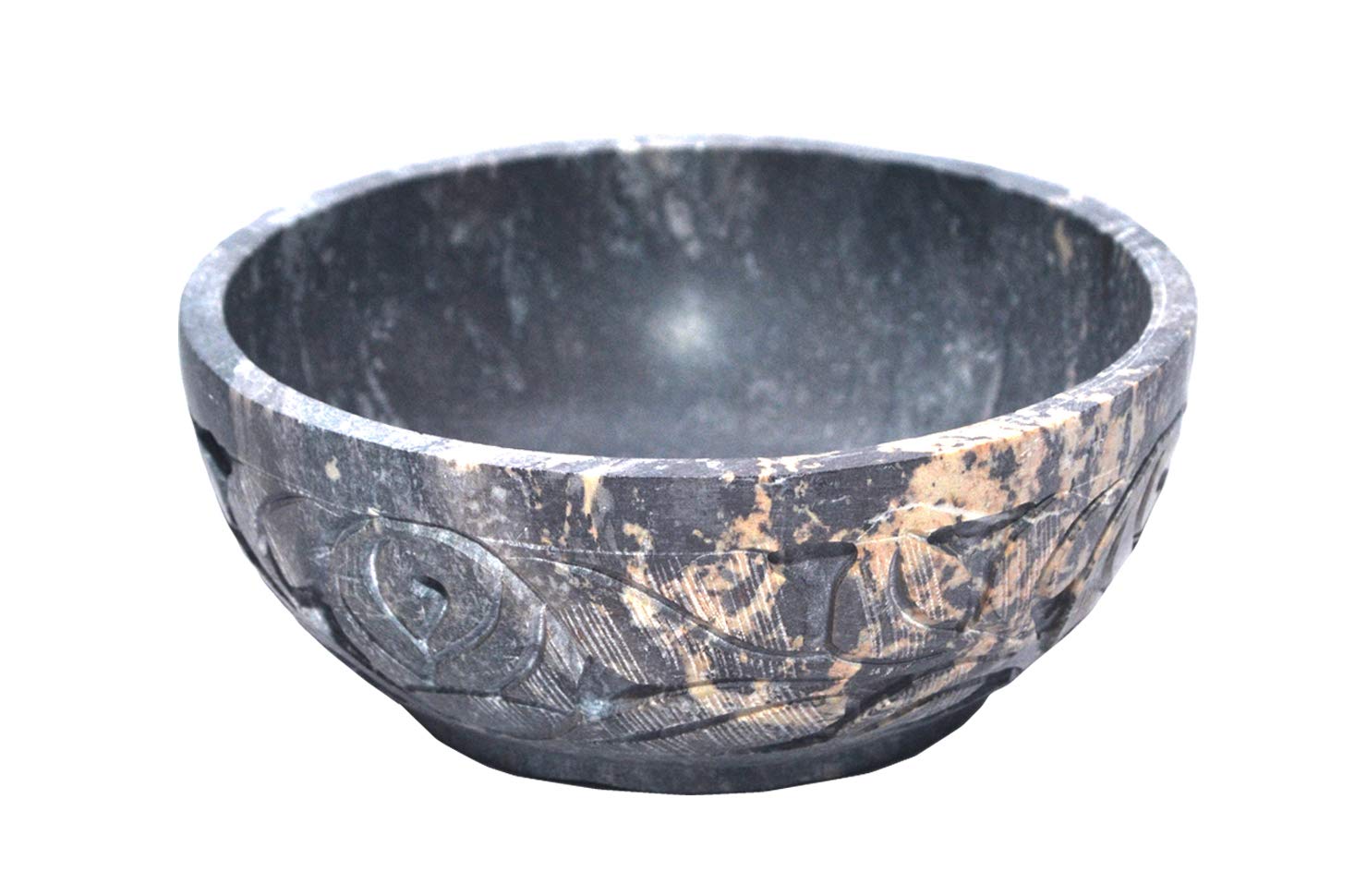Indus Lifespace Soapstone Scrying and Smudge Bowl Hand-Carved Ritual Bowl for Smudging, Divination, Incense Burning (5" x 5" x 2")