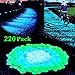 Lovebay 220pcs Glow in the Dark Garden Pebbles Glow Stones Rocks for Walkways Garden Path Patio Lawn Garden Yard Decor, Luminous Decorative Stones for Aquarium Fish Tank in Blue & Green & white