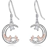 Dreamboat Axolotl Dangle Drop Earrings for Women 925 Sterling Silver Crescent Moon Hook Earring Axolotls Jewelry Gifts