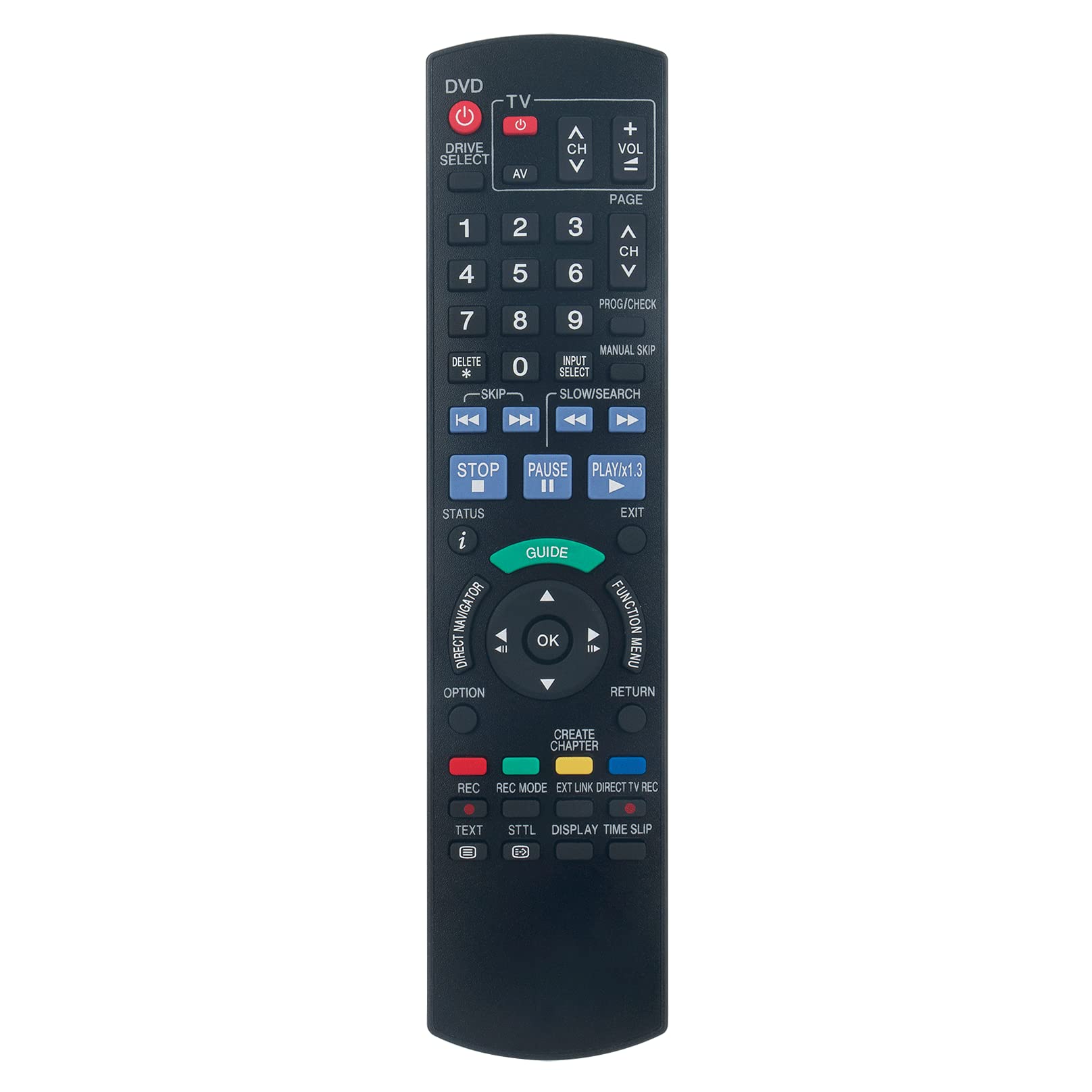 VINABTY N2QAYB000127 Remote Control Replaced Fit For Panasonic Hi-Fi DVD Recorder DMR-EX77EB-K DMR-EX87EB-K DMR-EX768EB-S DMR-EX88EB-K DMR-EX77EB-S DMR-EX78EB-K DMR-EX768EB-K