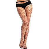 Prasacco Plus Size Fishnet Stockings Women, High Waist Stretchy Footless Tights, Rhinestone Sparkly Mesh Glitter Pantyhose(Black)