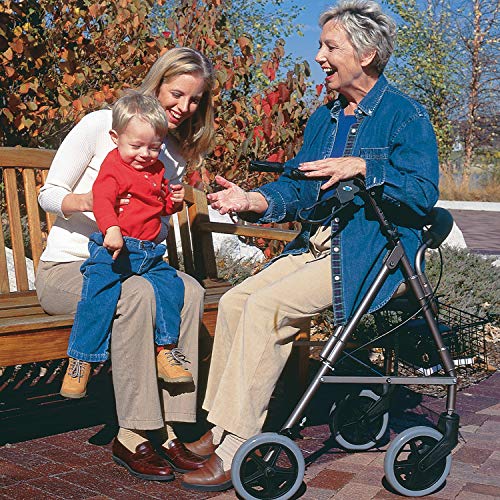 DMI Rollator Walker with Extra Wide Seat and Backrest, FSA HSA Eligible
