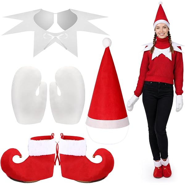Amazon.com: Toulite 4 Pcs Christmas Elf Costume Accessories 