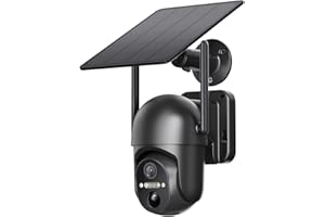 Tefrio WiFi Security Cameras Wireless Outdoor Solar Powered with 360° Rotation Viewing, Phone Remote Access, 2K Live Video, Color Night Vision, PIR Motion Detection& Siren Alarm for Home Security